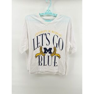 Champion University of Michigan Lets Go Blue Graphic T-Shirt White Womens Medium